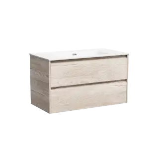 Тумба подвесная SANCOS Libra 890х450х500, c двумя ящиками оснащенными доводчиками, дуб галифакс натуральный, арт. LB90EG