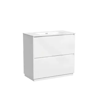 Тумба под раковину SANCOS Libra Floor напольная, 890х450х840, c двумя ящиками оснащенными доводчиками, белый глянец , арт. LB90FW