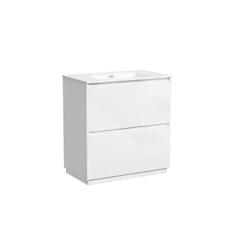 Тумба под раковину SANCOS Libra Floor напольная, 790х450х840, c двумя ящиками оснащенными доводчиками, белый глянец , арт. LB80FW