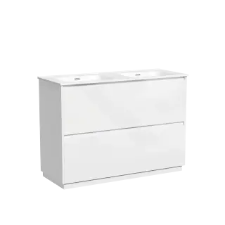 Тумба под раковину SANCOS Libra Floor напольная, 1190х450х840, c двумя ящиками оснащенными доводчиками, белый глянец , арт. LB120F-1W