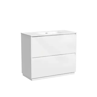 Тумба под раковину SANCOS Libra Floor напольная,  990х450х840, c двумя ящиками оснащенными доводчиками, белый глянец , арт. LB100FW