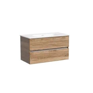 Тумба подвесная SANCOS Urban 890х450х550, c двумя ящиками оснащенными доводчиками, дуб чарльстон , арт. UR90ECH