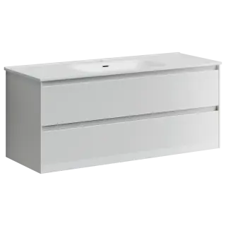 Тумба подвесная SANCOS Cento 1190х450х500, c двумя ящиками оснащенными доводчиками, белый глянец, арт. CN120-1W