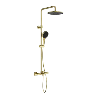 Душевая стойка с термостатом и изливом SANCOS Этна (Etna), брашированное золото, PVD покрытие, арт. SC9008BG