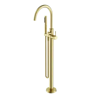 Смеситель для ванны напольный SANCOS Этна (Etna), брашированное золото, PVD покрытие, арт. SC9009BG