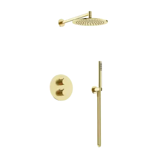 Душевой комплект с термостатом SANCOS Этна (Etna), с внутренней частью, брашированное золото, PVD покрытие, арт. SC9010BG