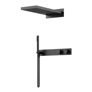 Душевой комплект с термостатом SANCOS Линн (Linn), с внутренней частью, черный матовый, арт. SC9023MB