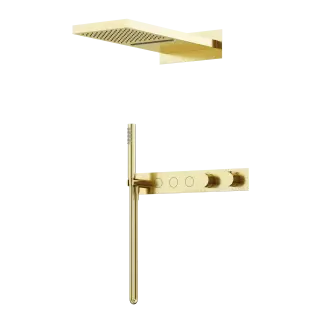 Душевой комплект с термостатом SANCOS Линн (Linn), с внутренней частью, брашированное золото, PVD покрытие, арт. SC9023BG