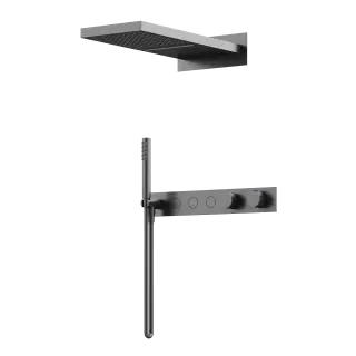 Душевой комплект с термостатом SANCOS Линн (Linn), с внутренней частью, вороненая сталь арт. SC9023GG