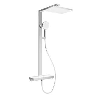 Душевая стойка SANCOS Ваш (Vos) с термостатическим смесителем, изливом, полкой, шлангом 1,5 м, верхним и ручным душем, цвет хром, арт. SC6100CH