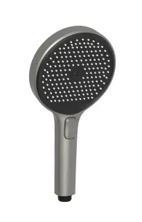 Душевая лейка SANCOS Крона (Nok) круг (round), кнопочное управление, диаметр 130 мм, 3 режима, цвет воронёная сталь/черный матовый, арт. SC6001GG