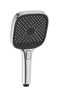 Душевая лейка SANCOS Крона (Nok) квадрат (square), кнопочное управление, 125x125 мм, 3 режима, цвет хром/черный матовый, арт. SC6002CH-B