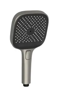 Душевая лейка SANCOS Крона (Nok) квадрат (square), кнопочное управление, 125x125 мм, 3 режима, цвет воронёная сталь/черный матовый, арт. SC6002GG