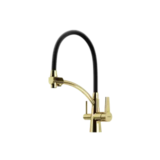 Смеситель для кухни SANCOS Эри (Eri) с возможностью подключения фильтра, цвет полированное золото, ПВД(PVD) покрытие, арт. SC4001ZG