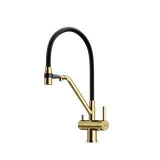 Смеситель для кухни SANCOS Дора (Dora) с возможностью подключения фильтра для воды, цвет брашированное золото, ПВД(PVD) покрытие, арт. SC4003BG