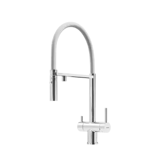 Смеситель для кухни SANCOS Имола (Imola) с возможностью подключения фильтра для воды, цвет хром с белым изливом, арт. SC4010CHwh