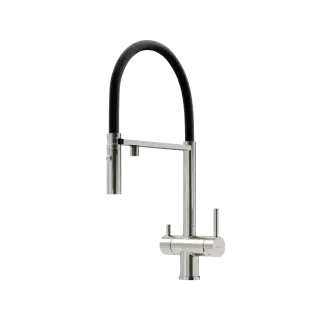 Смеситель для кухни SANCOS Имола (Imola) с возможностью подключения фильтра для воды, цвет брашированный никель с черным изливом, арт. SC4010BNbh