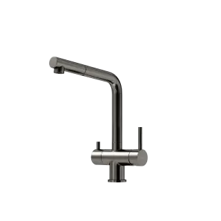 Смеситель для кухни SANCOS Спин (Spin) с поворотным и вытяжным изливом, c краном для фильтрованной воды, цвет вороненая сталь, арт. SC4015GG