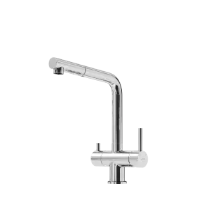 Смеситель для кухни SANCOS Спин (Spin) с поворотным и вытяжным изливом, c краном для фильтрованной воды, цвет хром, арт. SC4015CH