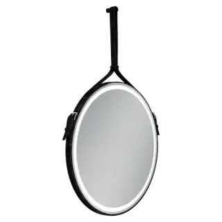 Зеркало для ванной комнаты  SANCOS Dames D650 с подсветкой , ремень из натуральной черной кожи, арт. DA650