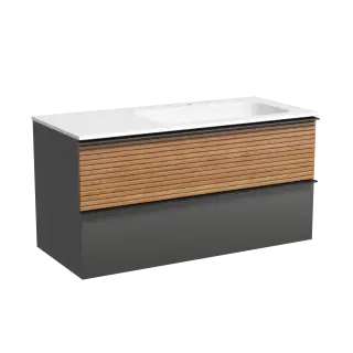 Тумба подвесная SANCOS Delta 995х445х500, c двумя ящиками оснащенными доводчиками, правая, дуб красный/графит , арт. DL100RGR