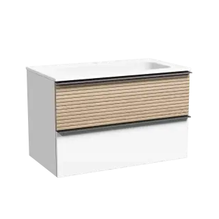 Тумба подвесная SANCOS Delta 790х445х500, c двумя ящиками оснащенными доводчиками,  дуб светлый/белый , арт. DL80W