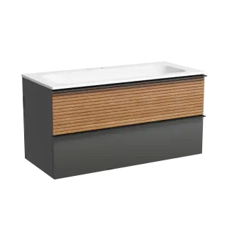 Тумба подвесная SANCOS Delta 995х445х500, c двумя ящиками оснащенными доводчиками, дуб красный/графит , арт. DL100GR