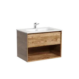 Тумба подвесная SANCOS Marmi 1.0 690х445х520 c одним ящиком оснащенным доводчиками скрытого монтажа и открытой нишей, дуб чарльстон, арт.MR1.070ECH