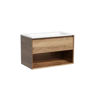 Тумба подвесная SANCOS Marmi 1.0 790х445х520 c одним ящиком оснащенным доводчиками скрытого монтажа и открытой нишей, дуб чарльстон, арт.MR1.080ECH