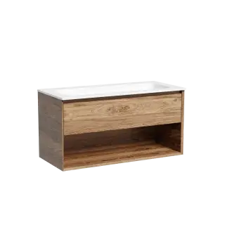 Тумба подвесная SANCOS Marmi 1.0 995х445х520 c одним ящиком оснащенным доводчиками скрытого монтажа и открытой нишей, дуб чарльстон, арт.MR1.0100ECH