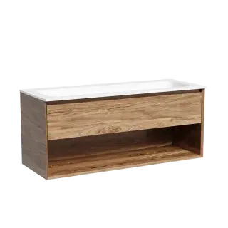 Тумба подвесная SANCOS Marmi 1.0 1195х445х520 c одним ящиком оснащенным доводчиками скрытого монтажа и открытой нишей, дуб чарльстон, арт.MR1.0120ECH
