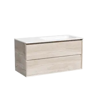 Тумба подвесная SANCOS Marmi 2.0 правая, 995х445х520, c двумя ящиками оснащенными доводчиками скрытого монтажа, цвет дуб галифакс натуральный, арт. MR2.0100REG