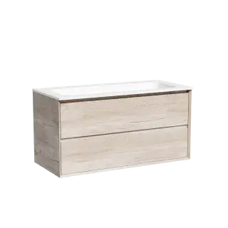 Тумба подвесная SANCOS Marmi 2.0 995х445х520 c двумя ящиками оснащенным доводчиками скрытого монтажа, цвет дуб галифакс натуральный, арт. MR2.0100EG