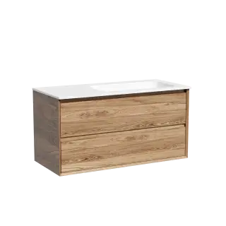 Тумба подвесная SANCOS Marmi 2.0 правая, 995х445х520, c двумя ящиками оснащенными доводчиками скрытого монтажа, цвет дуб чарльстон, арт.MR2.0100RECH