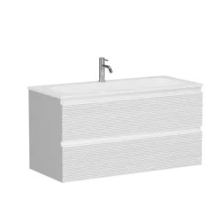 Тумба подвесная SANCOS Folk 995х445х500, c двумя ящиками оснащенными доводчиками, Bianco, арт.FL100W