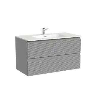 Тумба подвесная SANCOS Folk 890х445х500, c двумя ящиками оснащенными доводчиками, Ergraut soft, арт.FL90ES