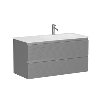 Тумба подвесная SANCOS Folk правая 995х445х500, c двумя ящиками оснащенными доводчиками, Ergraut soft, арт.FL100RES