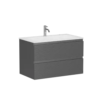 Тумба подвесная SANCOS Folk 790х445х500, c двумя ящиками оснащенными доводчиками, Grey soft, арт.FL80GS