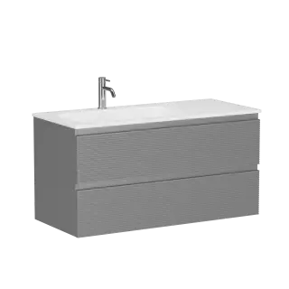 Тумба подвесная SANCOS Folk левая 995х445х500, c двумя ящиками оснащенными доводчиками, Ergraut soft, арт.FL100LES