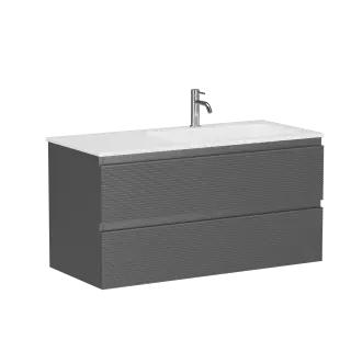 Тумба подвесная SANCOS Folk правая 995х445х500, c двумя ящиками оснащенными доводчиками, Grey soft, арт.FL100RGS