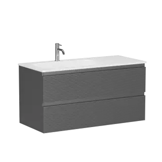 Тумба подвесная SANCOS Folk левая 995х445х500, c двумя ящиками оснащенными доводчиками, Grey soft, арт.FL100LGS