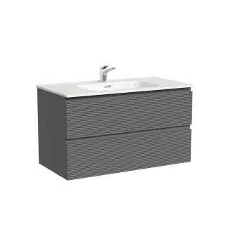 Тумба подвесная SANCOS Folk 890х445х500, c двумя ящиками оснащенными доводчиками, Grey soft, арт.FL90GS