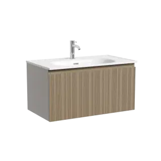 Тумба подвесная SANCOS Code 785х453х400, c одним  ящиком оснащенным доводчиками, цвет серо- бежевый, арт. CD80GB