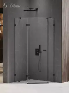 Душевое ограждение NEW TRENDY AVEXA BLACK L 100x80x200 EXK-3881 (черный)