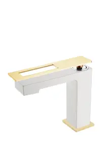Boheme Q Смеситель для раковины на 1 отв., без дк, длина излива 13,2 см, цвет: white/gold 141-WG