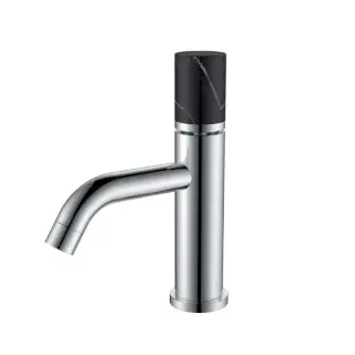 Boheme Stick Смеситель для раковины без донного клапана, длина излива 13,5 см, цвет: chrome/black 121-CR-MR-B