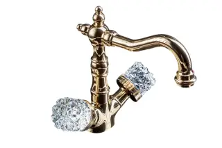 Boheme Crystal Смеситель для раковины без донного клапана, длина излива 15 см, цвет: gold 292-CRST