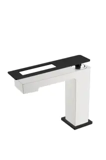 Boheme Q Смеситель для раковины, без донного клапана, излив 13,2 см, цвет: white/black 141-WB