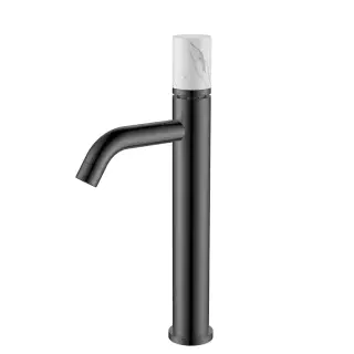 Boheme Stick Смеситель для раковины высокий, без д/к, излив 13,5 см, цвет: gun meta/mramor white 122-GM-MR-W