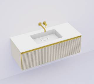 QUATRO 1 120CM тумба рифл CASHMERE профиль MATT GOLD + внутр. подсв.